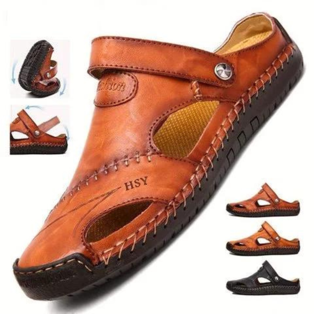 Snappy Soft Leather Sandals For Outdoor Men