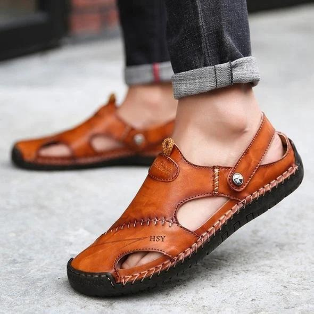 Snappy Soft Leather Sandals For Outdoor Men