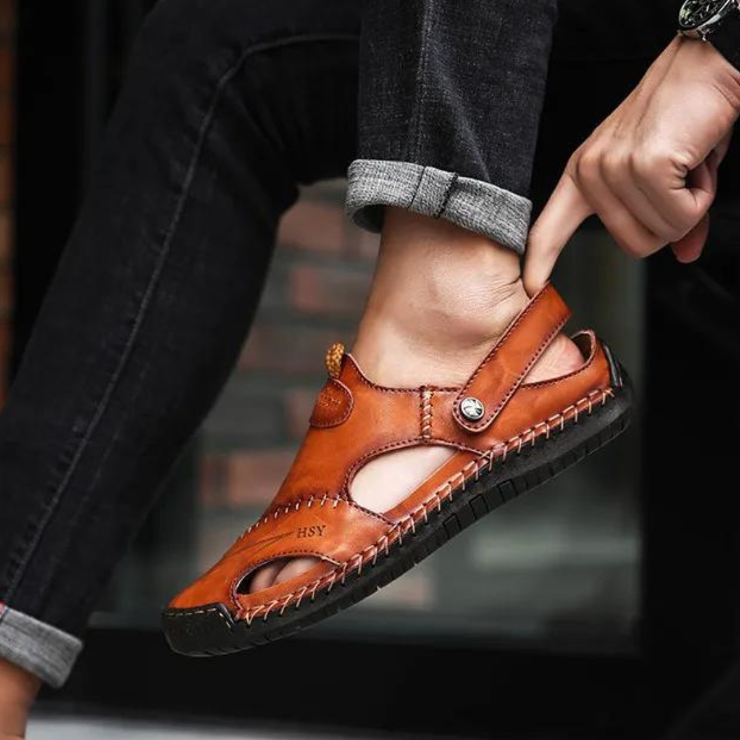Snappy Soft Leather Sandals For Outdoor Men