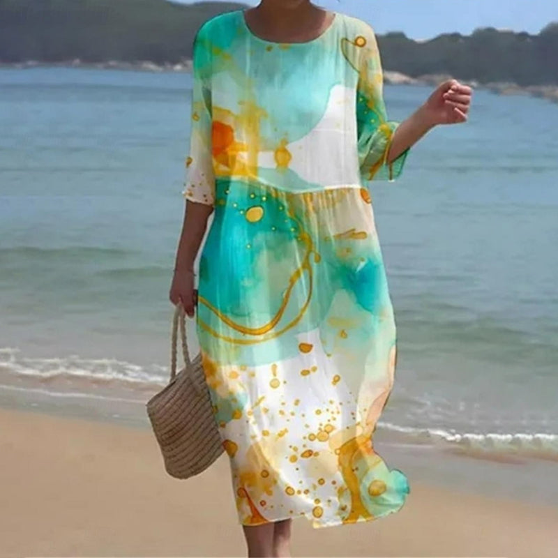 Miranda Elegant Belly Cover Floral Dress