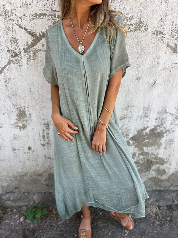 Janice Elegant V-neck Midi Dress
