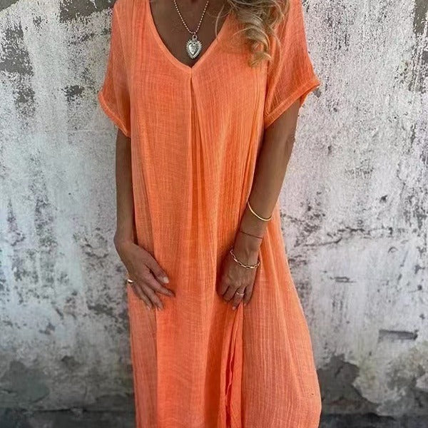 Janice Elegant V-neck Midi Dress