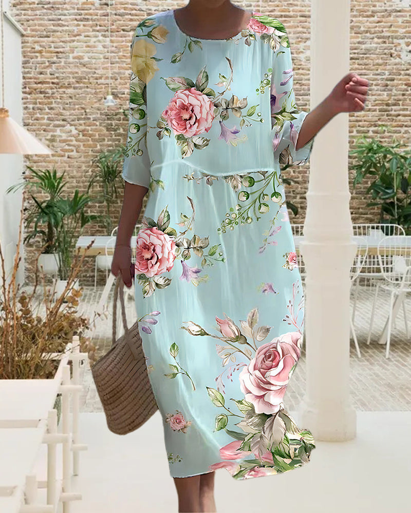 Miranda Elegant Belly Cover Floral Dress